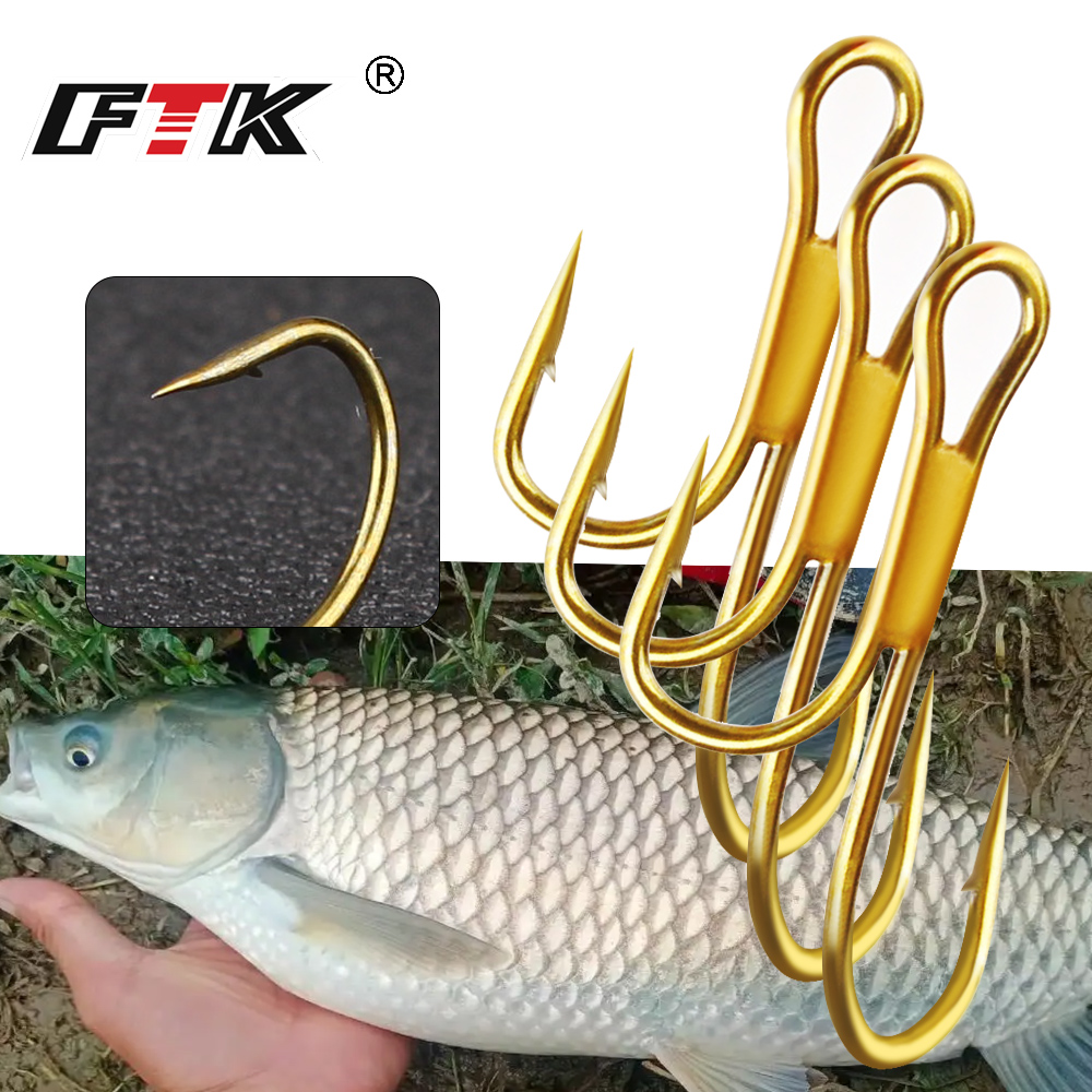 Fishing Hook Assortment - FTK 20Pcs/pack Barbed Golden Double Fishing