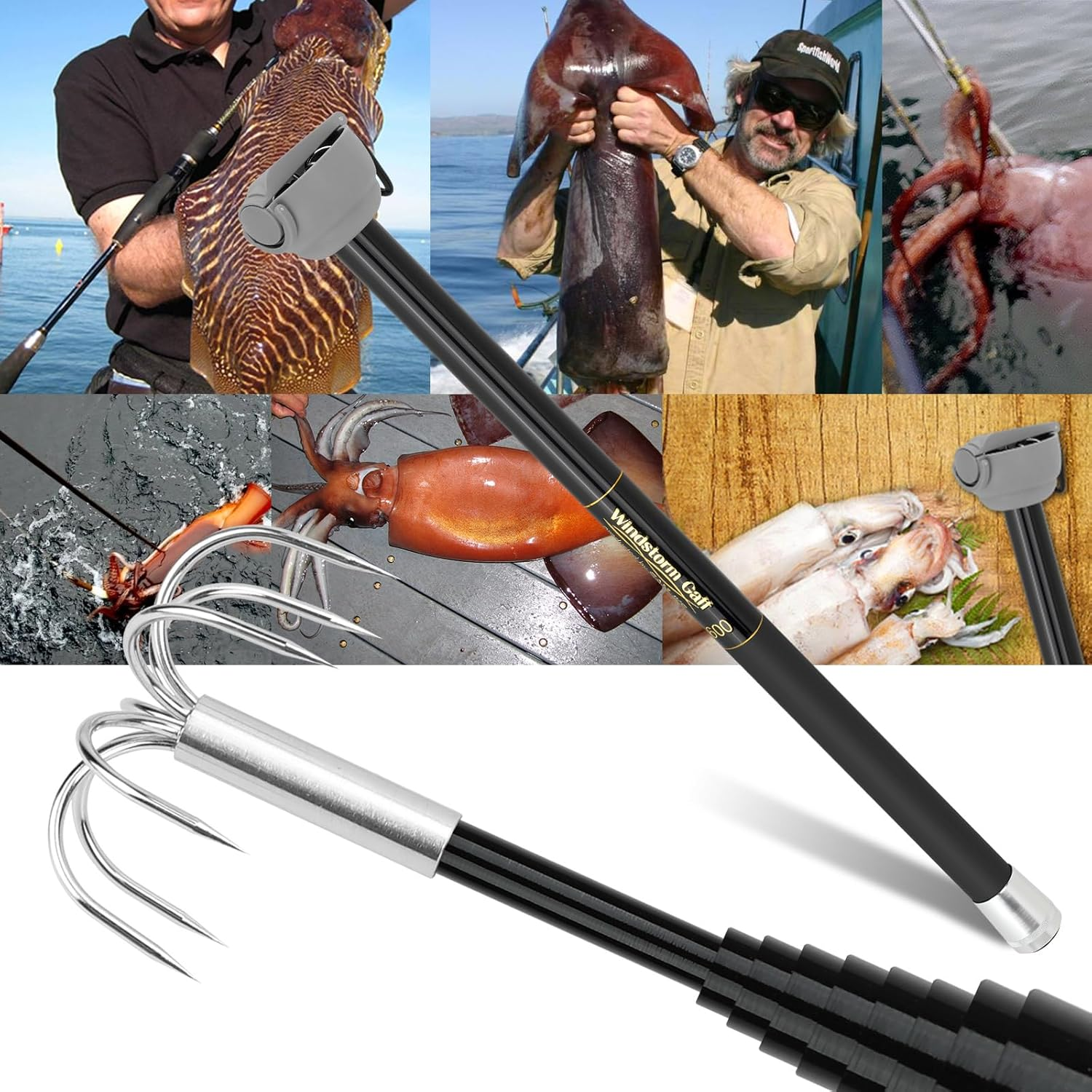 Fishing Hook Stainless Steel - SANLIKE Fishing-Squid Gaff 3M/4M Stainless Steel