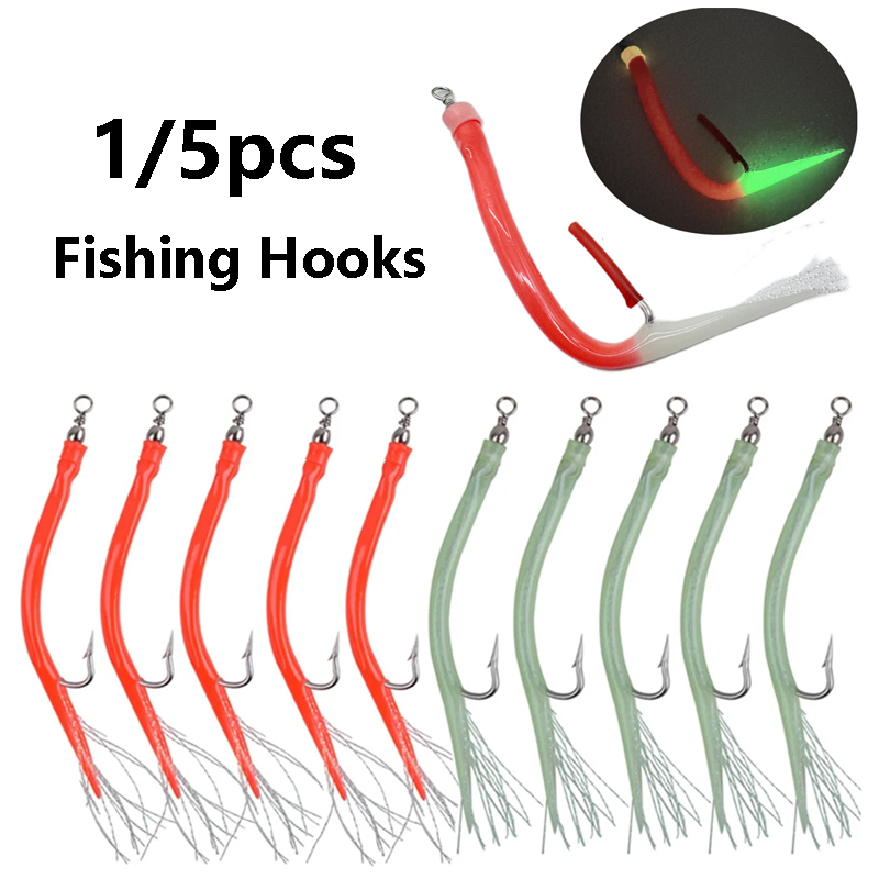 1/5Pcs CodfishFishing Eel Tube - Fishing Hook Offset のレビューと価格