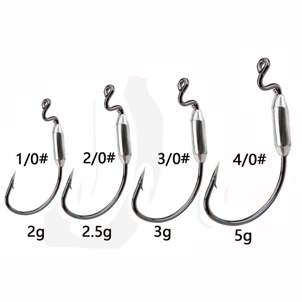 5pcs Soft Worm Lure 1/0# 2/0#  - Fishing Hook Offset のレビューと価格