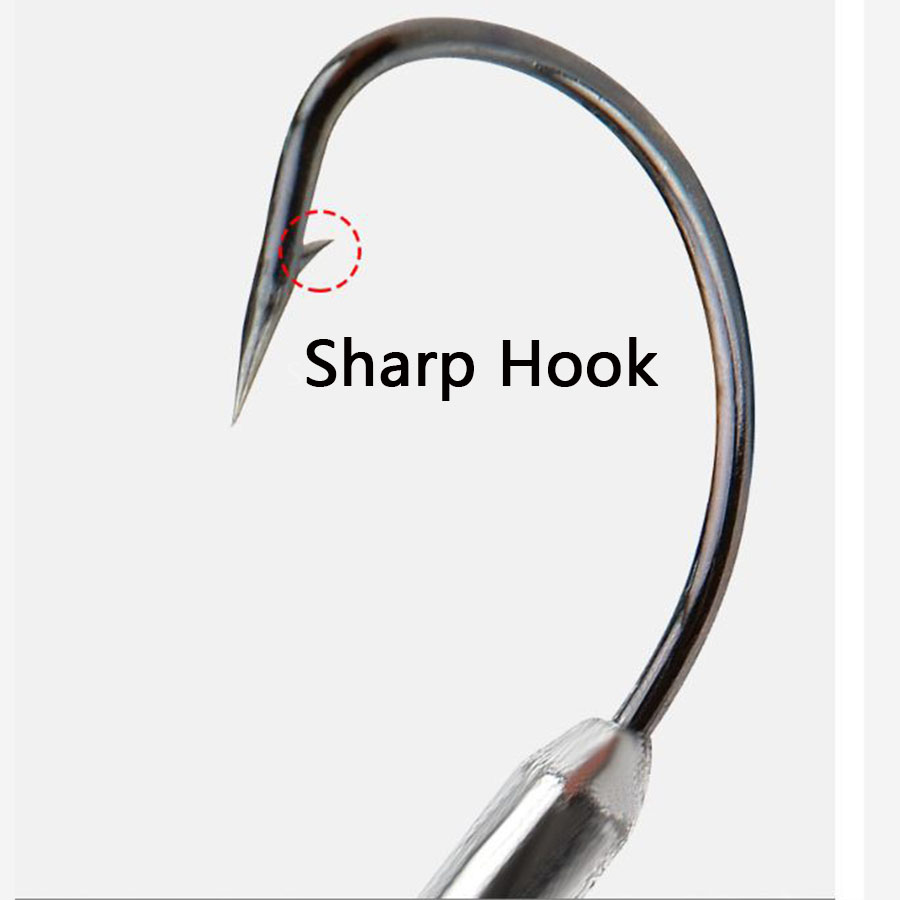 5pcs Soft Worm Lure 1/0# 2/0#  - Fishing Hook Offset のレビューと価格