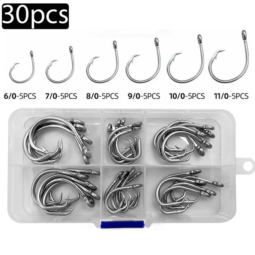 30pcs/box Fishing Hooks Stainl - Fishing Hook Circle のレビューと価格
