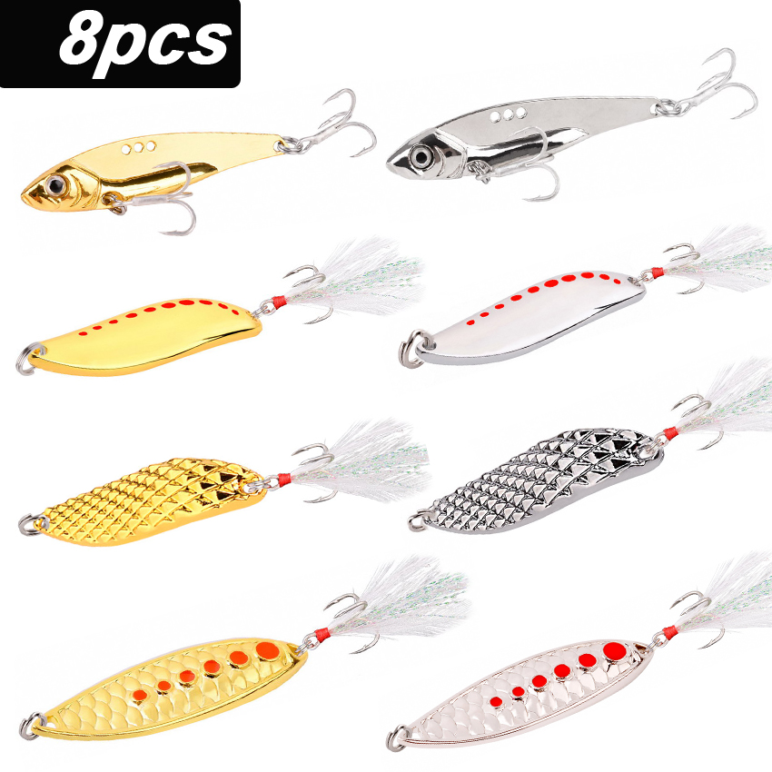 8PCS/Set Lure Metal Spinner Sp - Fishing Hook Treble のレビューと価格