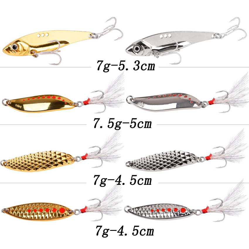 8PCS/Set Lure Metal Spinner Sp - Fishing Hook Treble のレビューと価格