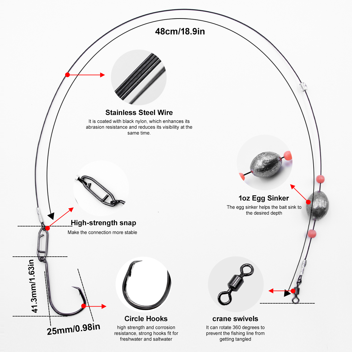 ZYZHE 2pcs Fishing Carolina Ri - Fishing Hook Circle のレビューと価格