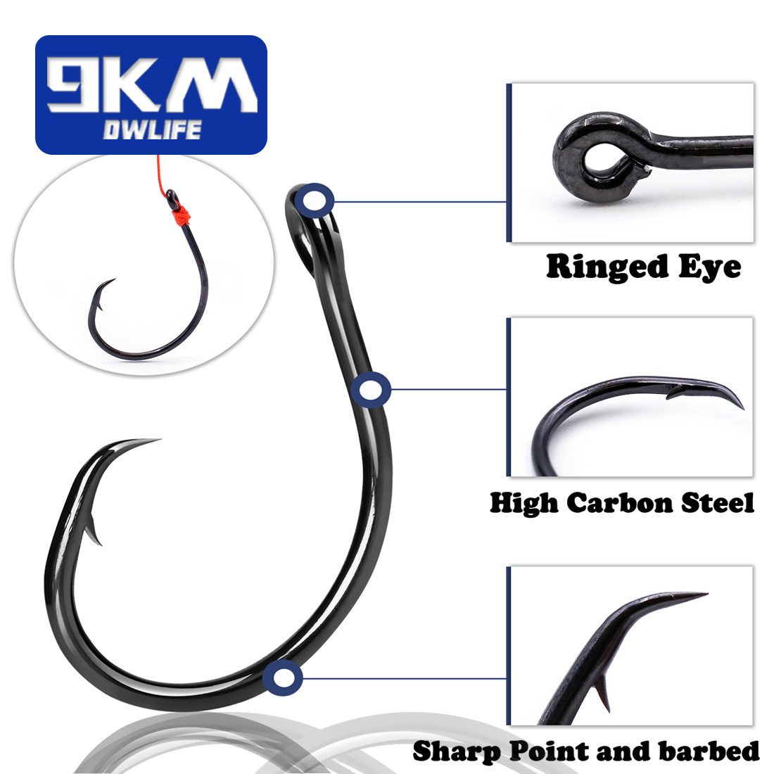 9KM 25-50Pcs Inline Wide Gap C - Fishing Hook Circle のレビューと価格
