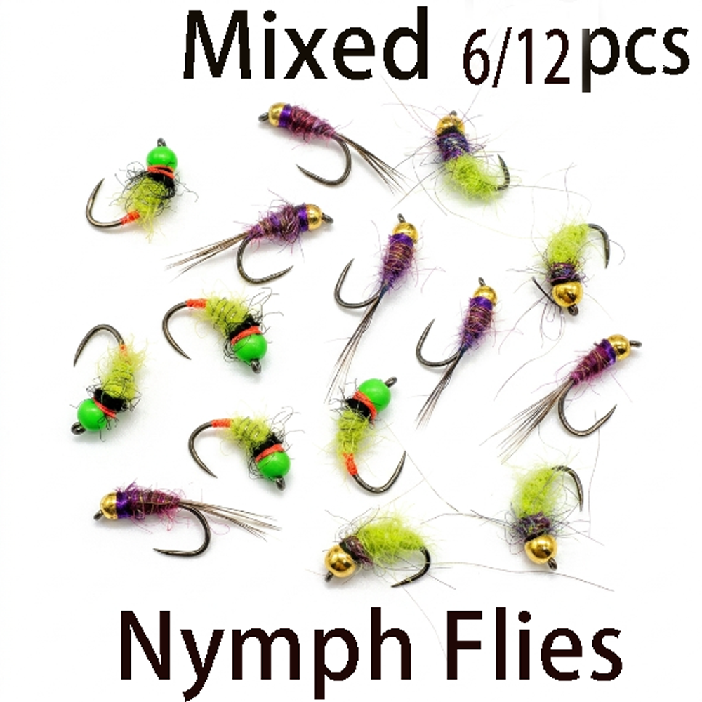 6/12Pcs Mixed Wet Nymph Fly Fi - Fishing Hook Assortment のレビューと価格