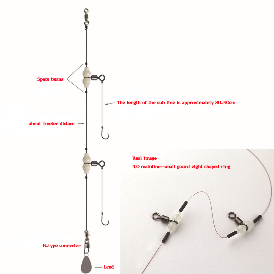 MNFT 100Pcs Luminous 3 Way Dur - Fishing Hook Size のレビューと価格