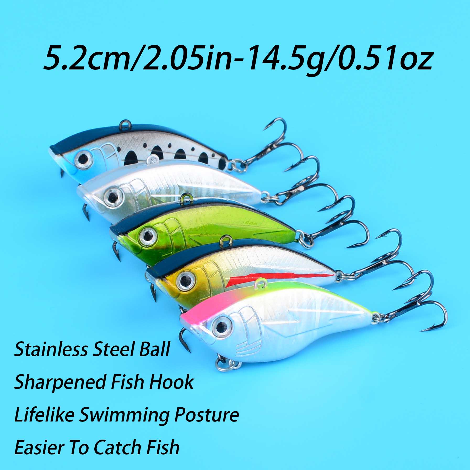 1PC Hard VIB Fishing Lure 5.2c - Fishing Hook Treble のレビューと価格