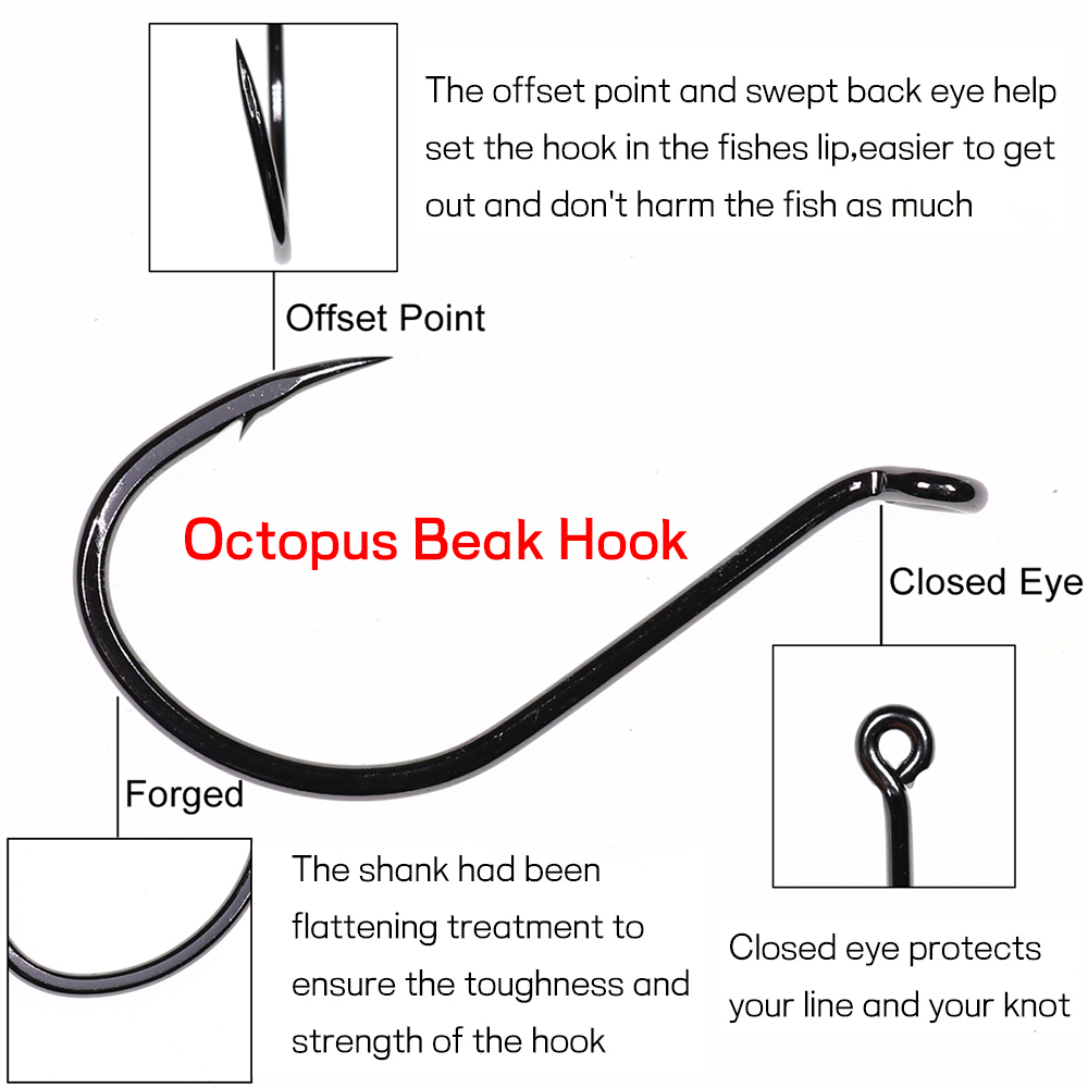 Bimoo 20pcs Offset Octopus Bea - Fishing Hook Barbless のレビューと価格