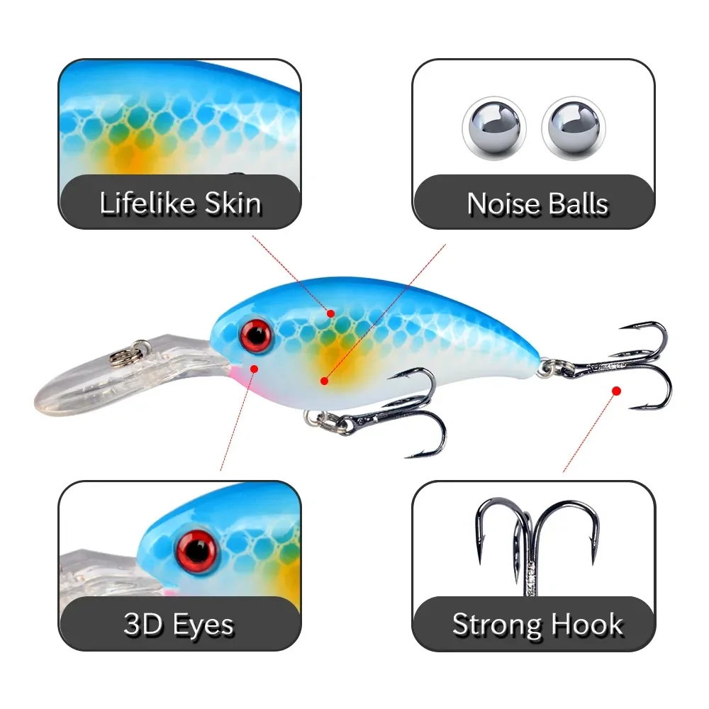 7Pcs Crankbait Fishing Lure Fl - Fishing Hook Treble のレビューと価格