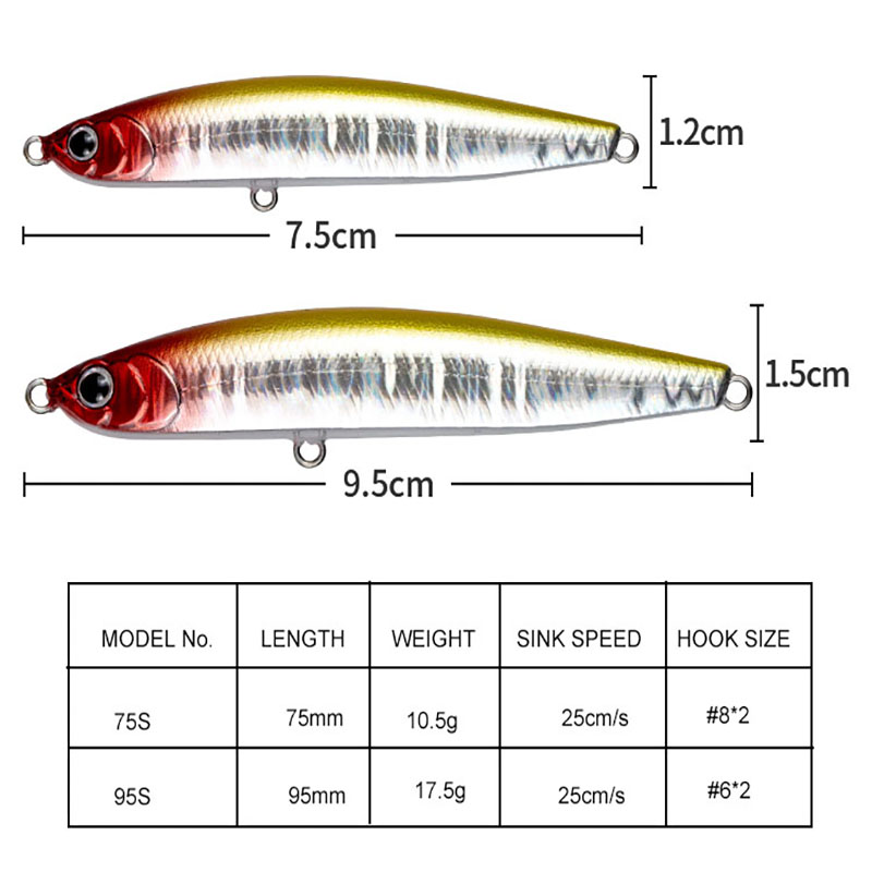Water Sniper 10.5g 75mm Jerk P - Fishing Hook Treble のレビューと価格