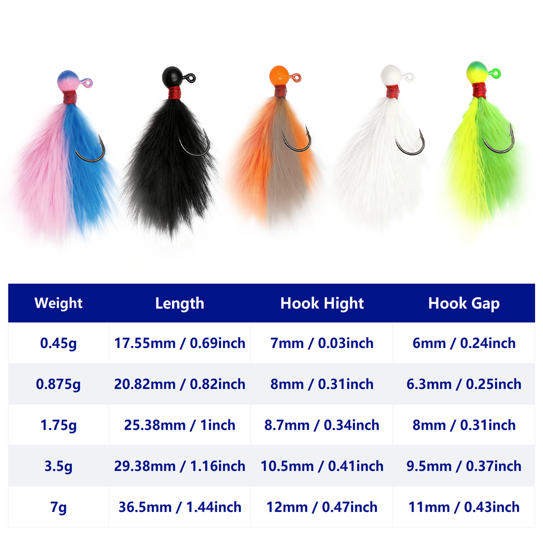 9KM 5pcs Mixed-Color Marabou J - Fishing Hook Assortment のレビューと価格