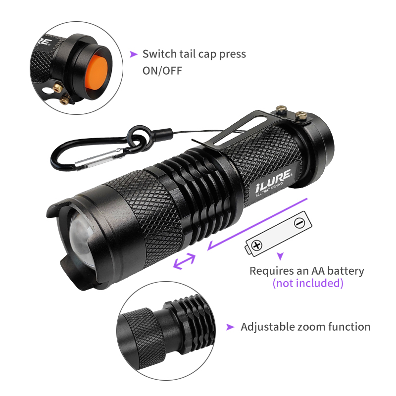 Mini UV Flashlight 395nm Ultra - Fishing Hook Jig のレビューと価格