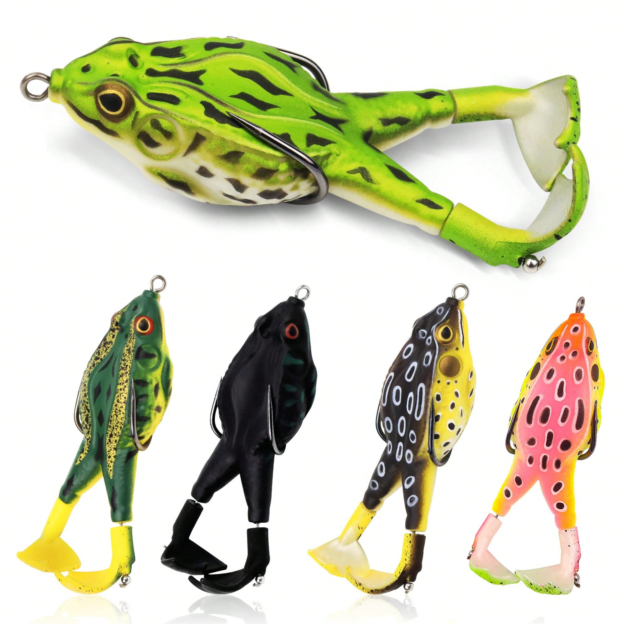 5pcs Water Soft Frog Bass Fish - Fishing Hook Weedless のレビューと価格