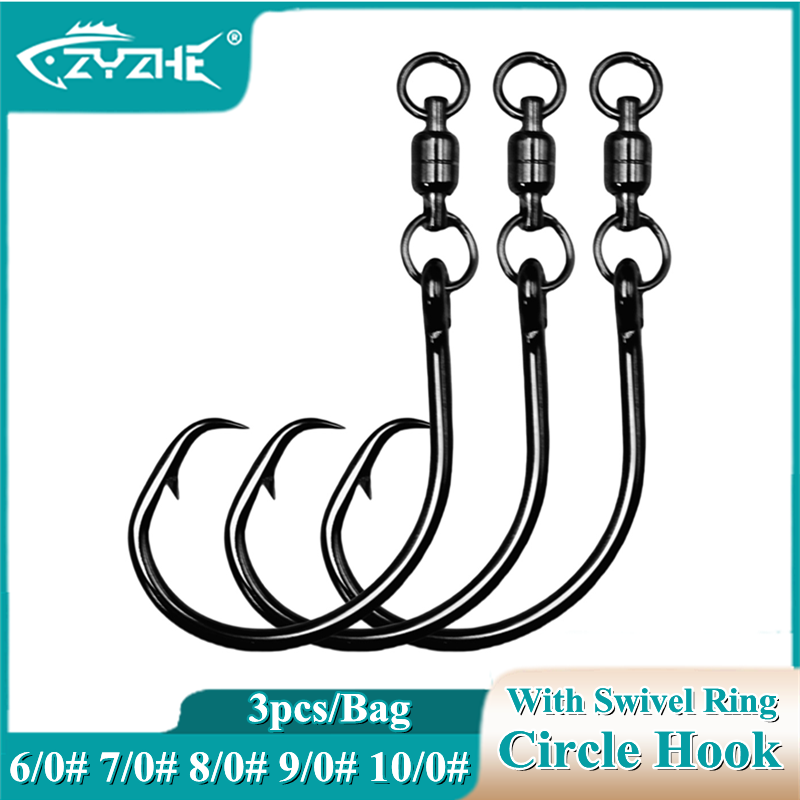 ZYZHE 3pcs/Bag Circle Hooks Wi - Fishing Hook Barbless のレビューと価格