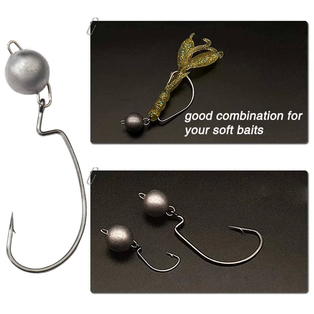 5Pcs Metal Jig Head Worm Hooks - Fishing Hook Offset のレビューと価格