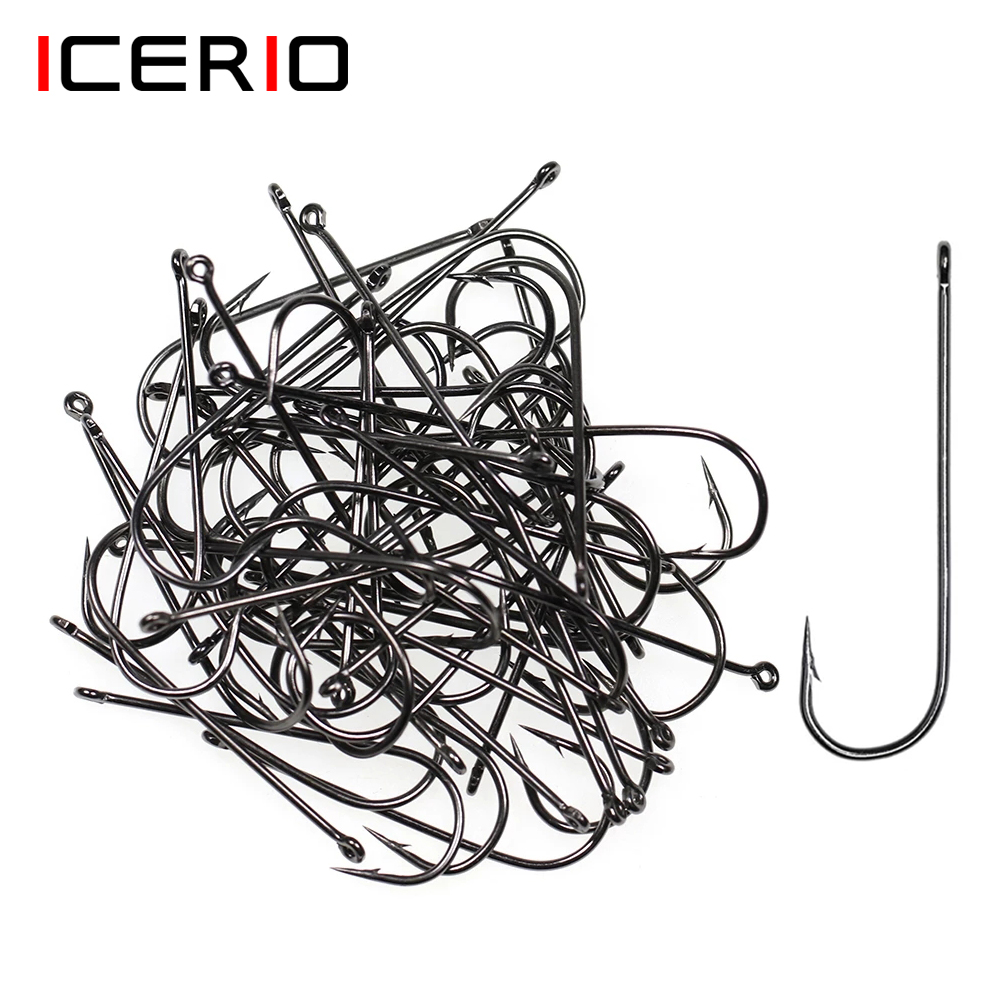 ICERIO 100PCS 16# - 3/0 Long S - Fishing Hook Barbless のレビューと価格