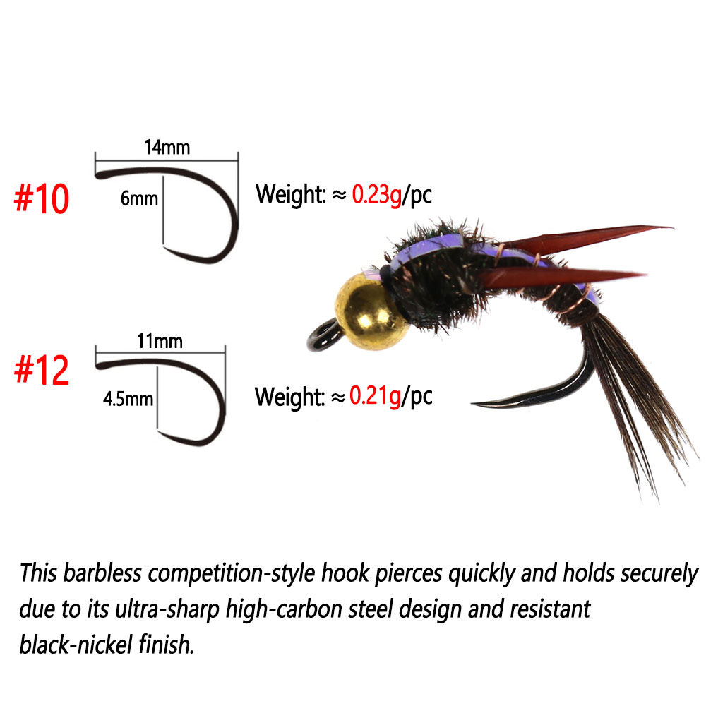 Bimoo 8pcs Brass Beadhead Evil - Fishing Hook Barbless のレビューと価格