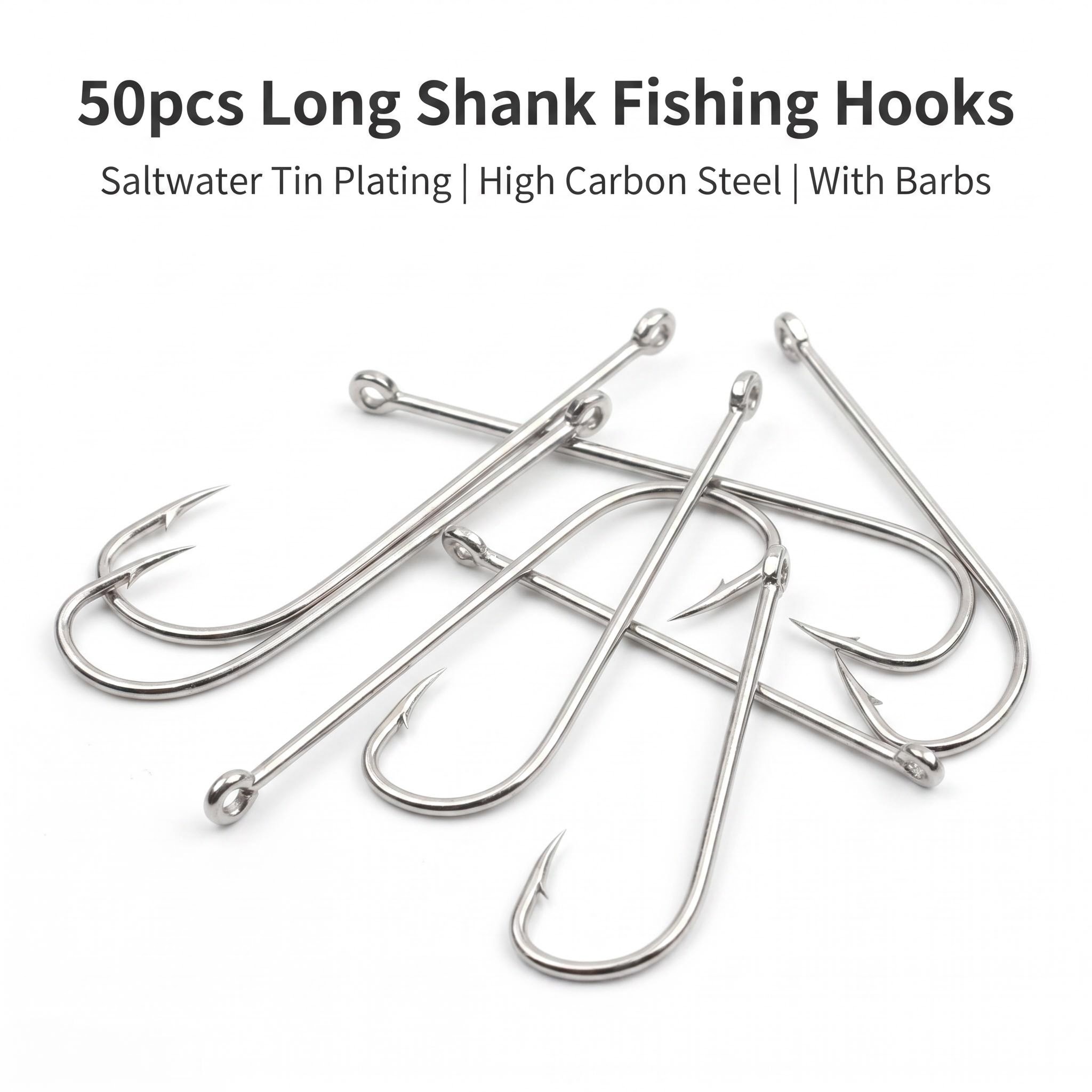 50pcs Long Shank Saltwater Cir - Fishing Hook Circle のレビューと価格