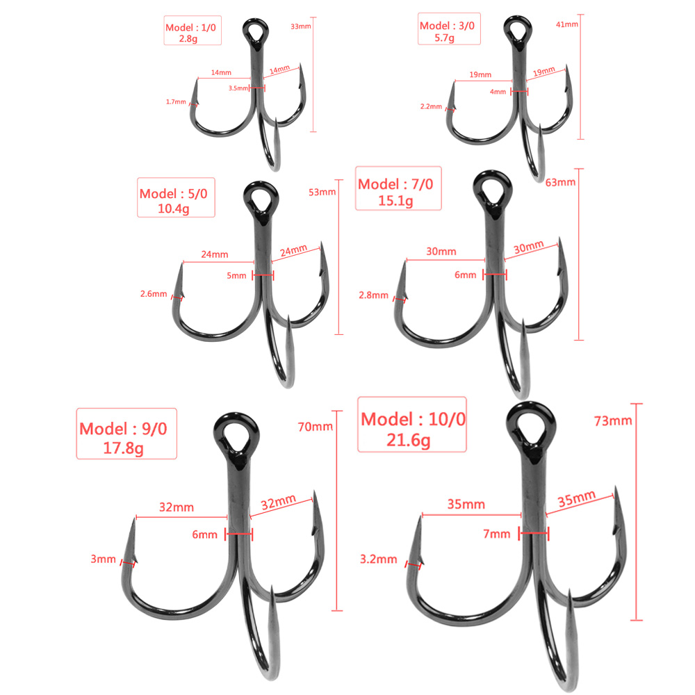 Huge Treble Hooks 4X Strong 1# - Fishing Hook Offset のレビューと価格