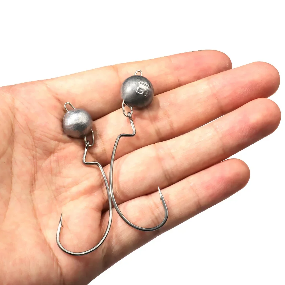 5pcs Metal Jig Head Worm Hooks - Fishing Hook Offset のレビューと価格