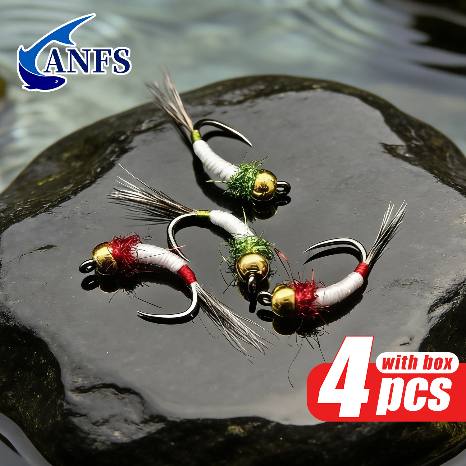 ANFS 4pcs Midge Nymph Flies As - Fishing Hook Assortment のレビューと価格
